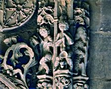 Detail of the jambs of the Kings Door in the Knights Cloister, Monastery of Santa Maria la Real i…