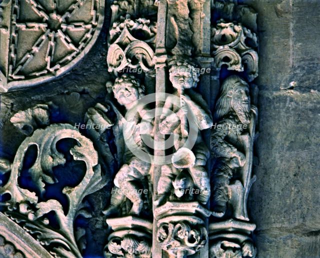 Detail of the jambs of the Kings Door in the Knights Cloister, Monastery of Santa Maria la Real i…