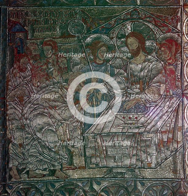 Detail of the Last Supper of Salonika embroidered on vestments, 14th century. Artist: Unknown