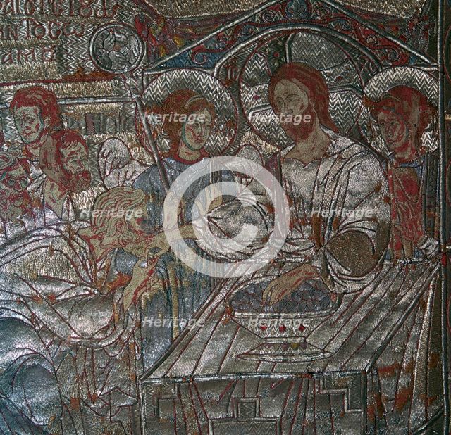 Detail of the Last Supper on embroidered vestments, 14th century. Artist: Unknown