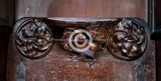 Detail of the misericord, Wells Cathedral, Cathedral Green, Wells, Somerset, c2010. Artist: James O Davies.
