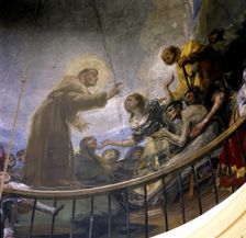 Detail of the mural on the ceiling of the Chapel of San Antonio de la Florida in Madrid