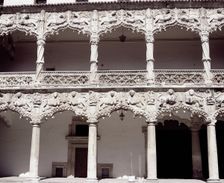 Detail of the ogee arches that form the galleries of the courtyard of the Palace of the Infantado…