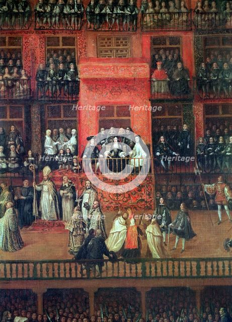 Detail of the oil painting by Francisco Rizi, 'Auto-da-Fe'.