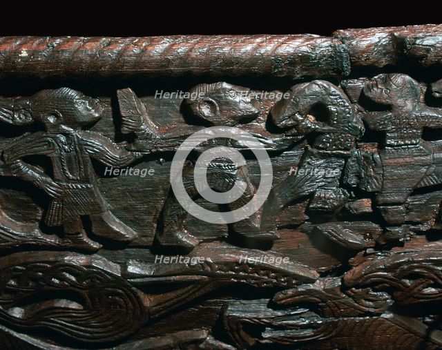 Detail of the Oseberg Cart from the Oseberg ship burial, 9th century. Artist: Unknown