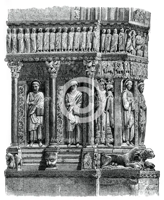 Detail of the portal of St Trophimus, Arles, 12th century, (1870). Artist: Unknown