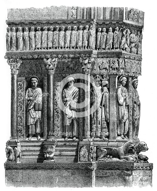 Detail of the portal of St Trophimus, Arles, 12th century, (1870). Artist: Unknown