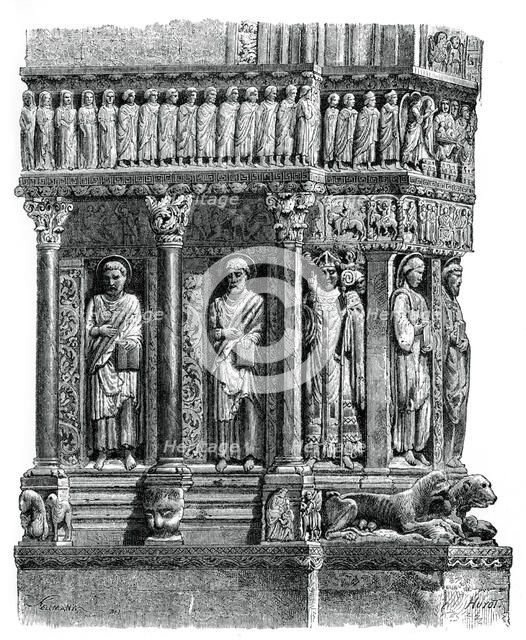 Detail of the portal of St Trophimus, Arles, 12th century, (1870). Artist: Unknown