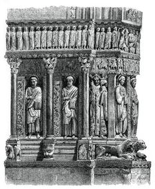 Detail of the portal of St Trophimus, Arles, 12th century, (1870)