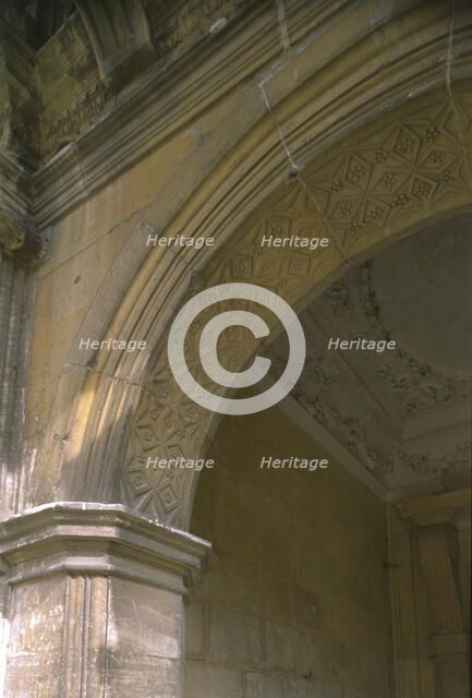 Detail of the porch at Kirby Hall, Northamptonshire, 1998. Artist: N Corrie