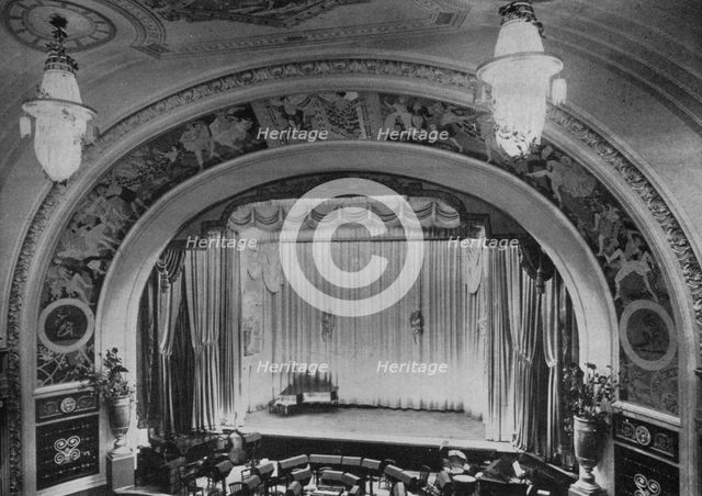 Detail of the proscenium and stage - Regent Theatre, Brighton, Sussex, 1922. Artist: Unknown.