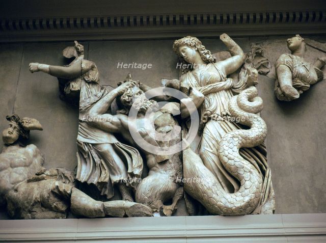 Detail of the relief from the Altar of Zeus. Artist: Unknown