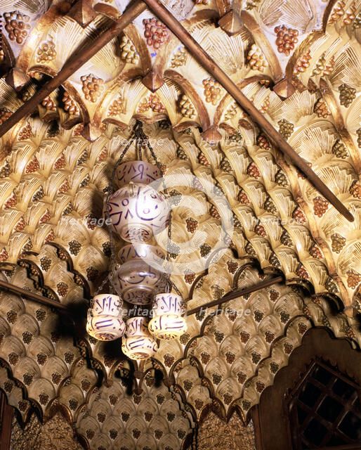 Detail of the roof of the smoking lounge of Vicens House, decorated in Islamic style, it should s…