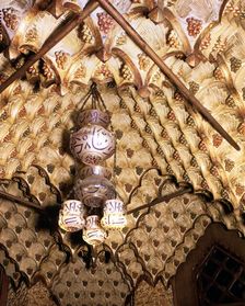 Detail of the roof of the smoking lounge of Vicens House, decorated in Islamic style, it should s…