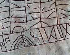 Detail of the runic stone at Rök, Östergötland, Sweden. Artist: Mats Alm