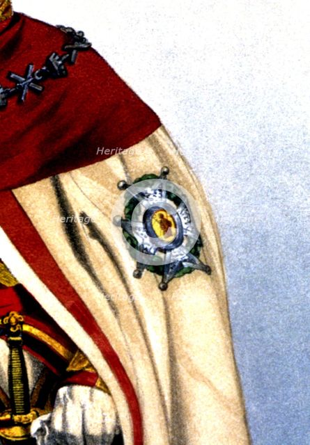 Detail of the shield of the Honoured Cross of San Fernando, Spain.