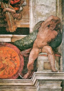 Detail of the Sistine Chapel ceiling in the Vatican, 1508-1512. Creator: Buonarroti, Michelangelo (1475-1564)