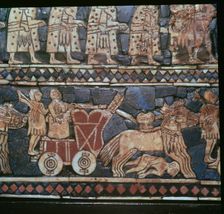 Detail of the Standard of Ur, showing a Sumerian War-Chariot, southern Iraq, about 2600-2400 BC
