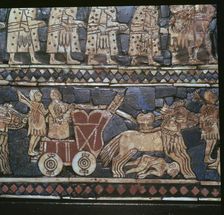 Detail of the Standard of Ur, showing a Sumerian War-Chariot, southern Iraq, about 2600-2400 BC
