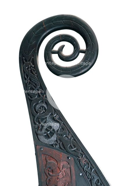 Detail of the stern of the Viking Oseburg ship, 9th century. Artist: Unknown