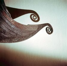 Detail of the stern of the Viking Oseburg ship, 9th century