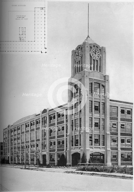 Detail of tower and typical floor plan, AM Creighton Building, Lynn, Massachusetts, 1923. Artist: Unknown.