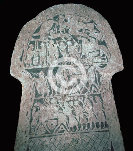 Detail of Viking stele showing a battle scene, 8th century. Artist: Unknown