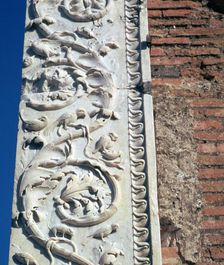 Detail of vine-scrolls on the building of Eumachia, Pompeii, 1st century Creator: Unknown