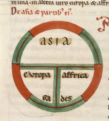 (Detail) Diagrammatic T-O map, early 13th century. Creator: Unknown