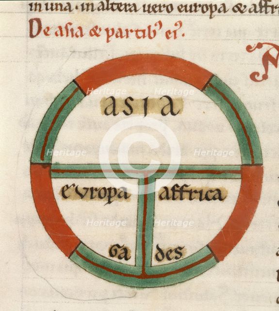 (Detail) Diagrammatic T-O map, early 13th century. Creator: Unknown.