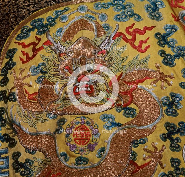 Detail from Chinese Emperor's court robe, 19th century. Artist: Unknown