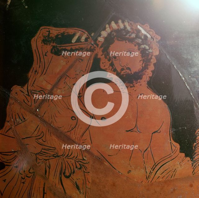 Detail from a krater showing Pluto carrying off Persephone, 4th century BC. Artist: Iliupersis Painter