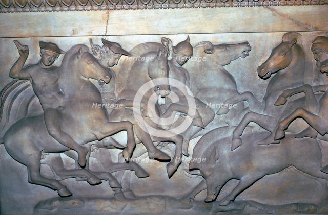 Detail from a Lycian sarcophagus of a boar hunt, 5th century BC. Artist: Unknown