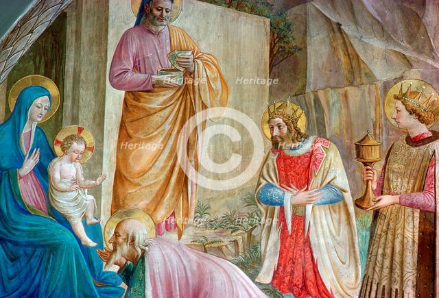 Detail from a painting of the adoration of the Magi. Artist: Unknown