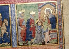 Detail from a Psalter, Adoration of the Magi, c1140