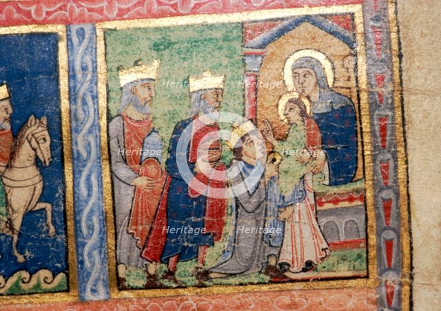 Detail from a Psalter, Adoration of the Magi, c1140. Artist: Unknown.