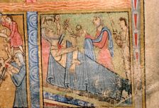 Detail from a Psalter, Suicide of Herod, probably illuminated at Canterbury c1140