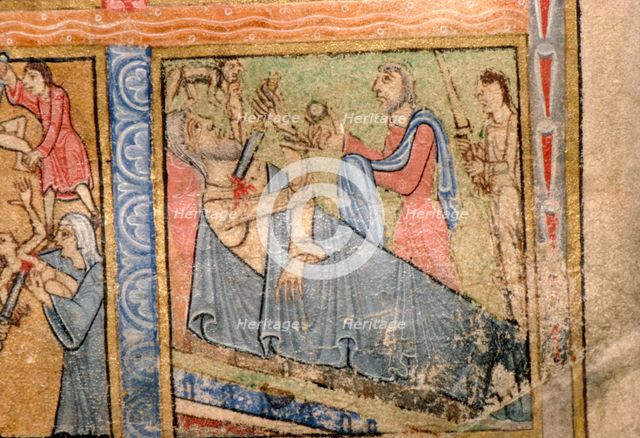 Detail from a Psalter, Suicide of Herod,  probably illuminated at Canterbury c1140.  Artist: Unknown.