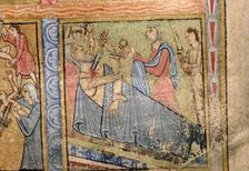 Detail from a Psalter, Suicide of Herod, probably illuminated at Canterbury c1140
