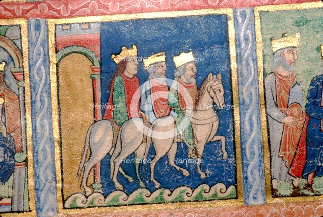 Detail from a Psalter: The Magi Ride to Bethlehem, c1140. Artist: Unknown.