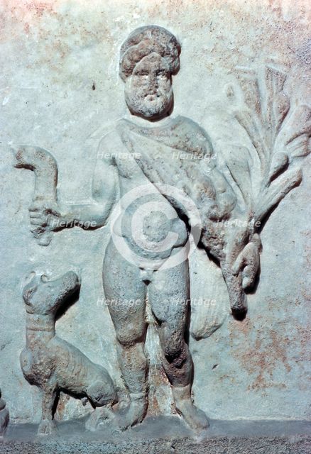 Detail from a stone plinth showing Silvanus, 1st century BC. Artist: Unknown