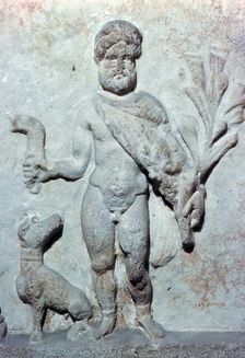 Detail from a stone plinth showing Silvanus, 1st century BC