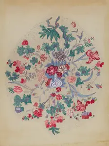 Detail from Appliqued Quilt, 1935/1942. Creator: Unknown