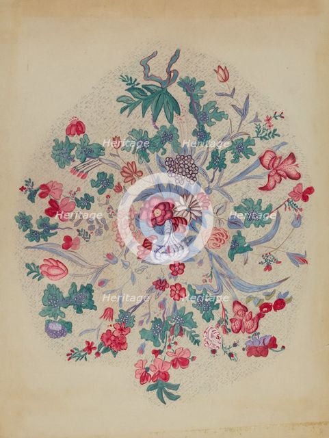 Detail from Appliqued Quilt, 1935/1942. Creator: Unknown.