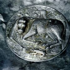 Detail from Gundestrup Cauldron, showing a Celtic bull sacrifice, Danish, c100 BC