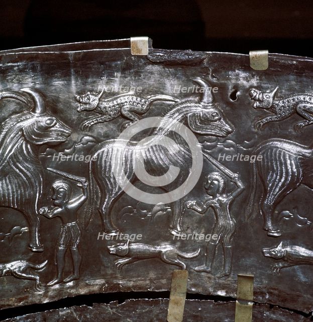 Detail from Gundestrup Cauldron, showing a Celtic sacrifice scene, Danish, c100 BC. Artist: Unknown
