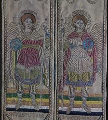 Detail from embroidered vestments of angels, 17th century