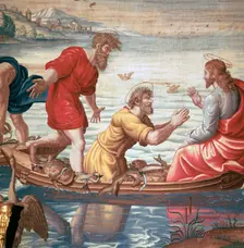 Detail from Mortlakes Tapestries, showing the miraculous draft of fishes, 17th century