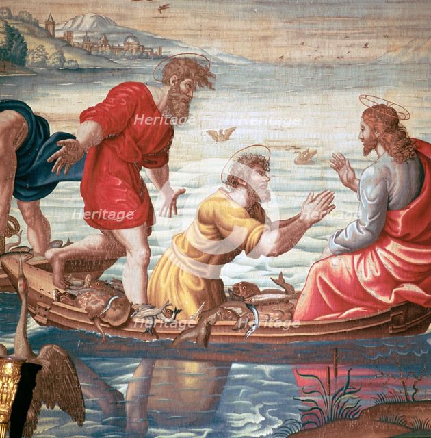 Detail from Mortlakes Tapestries, showing the miraculous draft of fishes, 17th century. Artist: Unknown