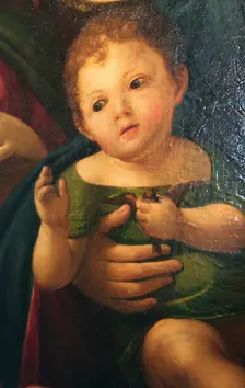 Detail from Madonna and Child with Mary Magdalene, St Catherine, and two Saints 1504. Artist: Alvise Vivarini